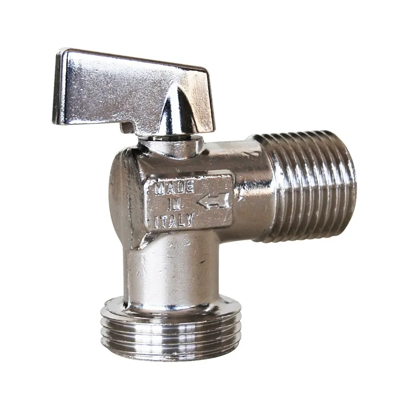 Vanne à sphère machine à laver (sortie 3/4") laiton chromé équerre mâle mâle