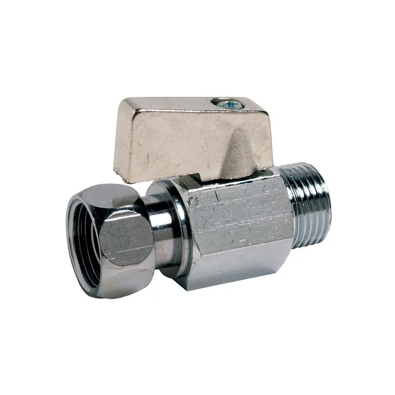 Vanne à sphère droite pour réservoir de WC laiton chromé mâle femelle 3/8"