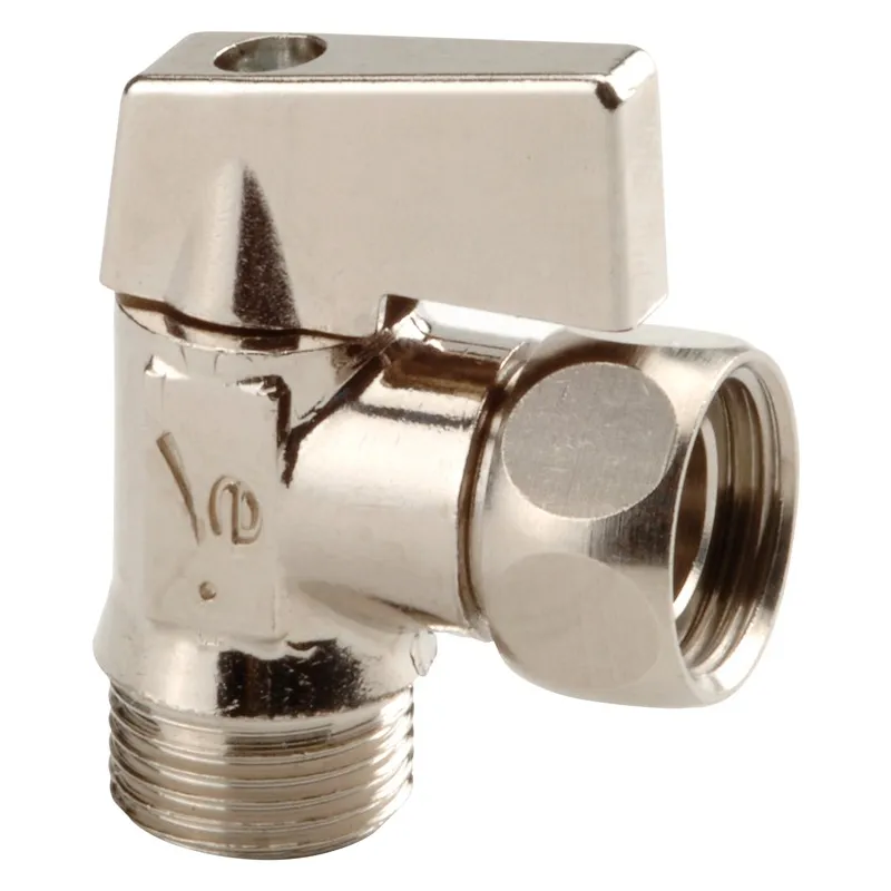 Vanne à sphère équerre pour réservoir de WC laiton chromé mâle femelle 3/8"