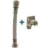 Kit vanne à sphère équerre pour réservoir de WC + flexible 150mm 3/8"
