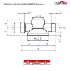DIMENSIONS APPLIQUE MURALE DOUBLE REF.1348