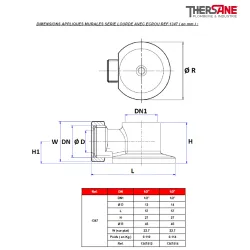 DIMENSIONS APPLIQUES MURALES SERIE LOURDE AVEC ECROU REF.1347