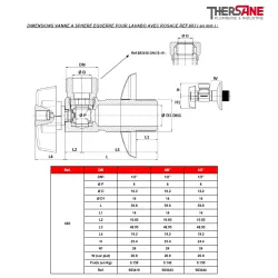 DIMENSIONS VANNE A SPHERE EQUERRE POUR LAVABO AVEC ROSACE REF.683