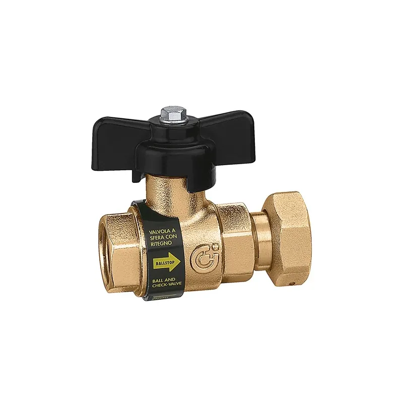 Ballstop vanne à sphère avec clapet incorporé, écrou tournant et trou de plombage