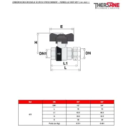 DIMENSIONS MODELE ECROU PRISONNIER – FEMELLE REF.651