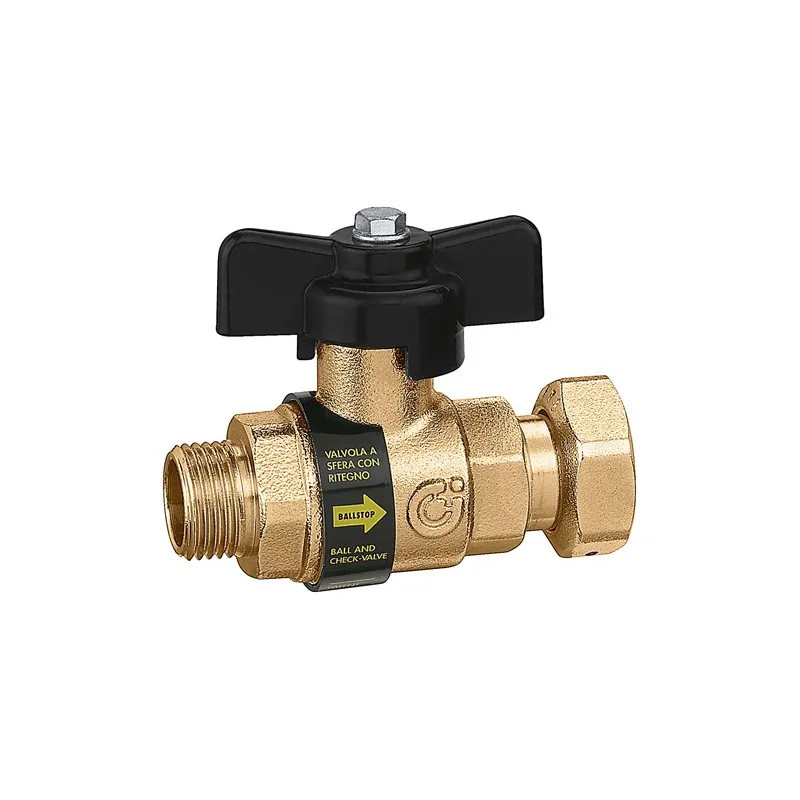 Ballstop vanne à sphère avec clapet incorporé, écrou tournant et trou de plombage mâle-femelle