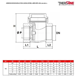 DIMENSIONS MODELE PN10 SIEGE EPDM - NBR REF.302