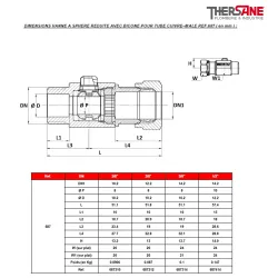 DIMENSIONS VANNE A SPHERE REDUITE AVEC BICONE POUR TUBE CUIVRE–MALE REF.687