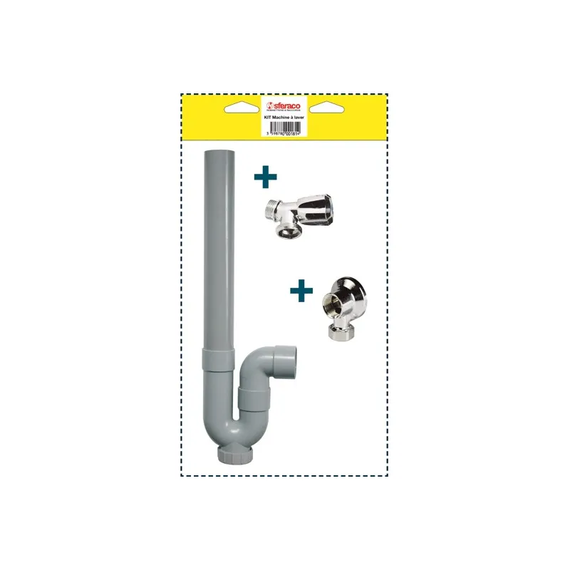 Kit pour machine à laver robinet + applique + siphon