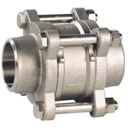 Clapet de non-retour système à disque 3 pièces à souder acier inox ASTM A351 CF8M