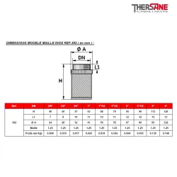 DIMENSIONS MODELE TOUT INOX REF.392 ( en mm )