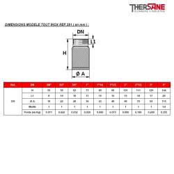 DIMENSIONS MODELE TOUT INOX REF.391 ( en mm )