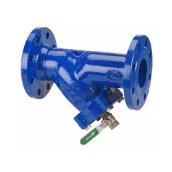 Filtre à tamis en Y fonte à brides avec revêtement époxy avec vanne de rinçage