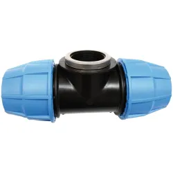 Raccord polypropylène en T taraudé femelle au centre à serrage extérieur