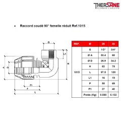 Raccord coudé 90° femelle réduit Ref.1015