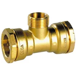 Té taraudé/fileté laiton DECA à serrage extérieur pour tube polyéthylène