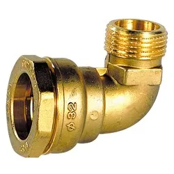 Coude 90° mâle laiton DECA à serrage extérieur pour tube polyéthylène