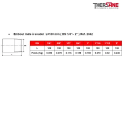 Embout mâle à souder L100 mm ( DN 14“– 2“ ) Ref. 2042