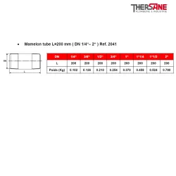 Mamelon tube L200 mm ( DN 1/4“– 2“ ) Ref. 2041