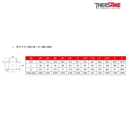 Té F. F. F. ( DN 1/8“– 4“ ) Ref. 2003