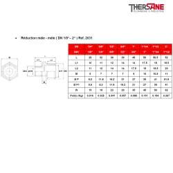 Réduction mâle - mâle ( DN 1/8“– 2“ ) Ref. 2031