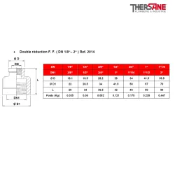 Double réduction F. F. ( DN 1/8“– 2“ ) Ref. 2014