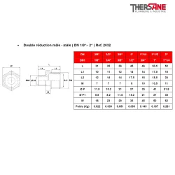 Double réduction mâle - mâle ( DN 1/8“– 2“ ) Ref. 2032