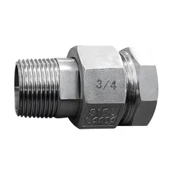 Raccord union 3 pièces usinés mâle - femelle acier inox ASTM A312 F316L BSP