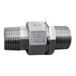 Raccord union 3 pièces usinés mâle - mâle acier inox ASTM A312 F316L BSP