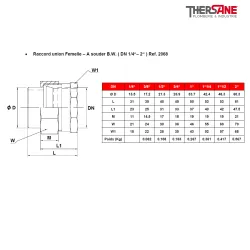 Raccord union Femelle – A souder B.W. ( DN 1/4“– 2“ ) Ref. 2068