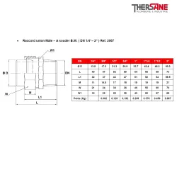 Raccord union Mâle – A souder B.W. ( DN 1/4“– 2“ ) Ref. 2067