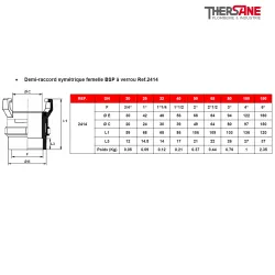 Demi-raccord symétrique femelle BSP à verrou Ref.2414
