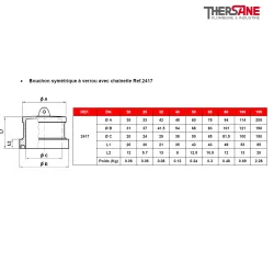 Bouchon symétrique à verrou avec chaînette Ref.2417