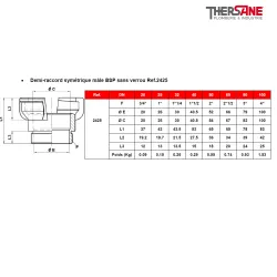 Demi-raccord symétrique mâle BSP sans verrou Ref.2425