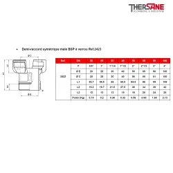 Demi-raccord symétrique mâle BSP à verrou Ref.2423