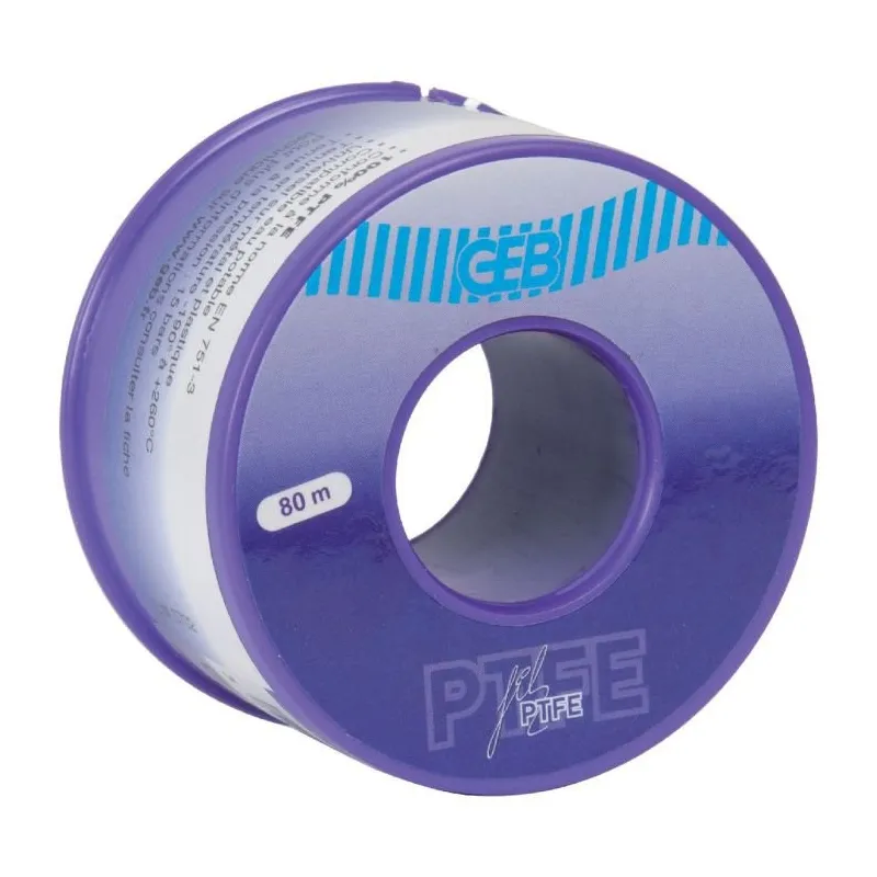 Fil 100% PTFE GEB pour raccords filetés métalliques et plastiques 80m