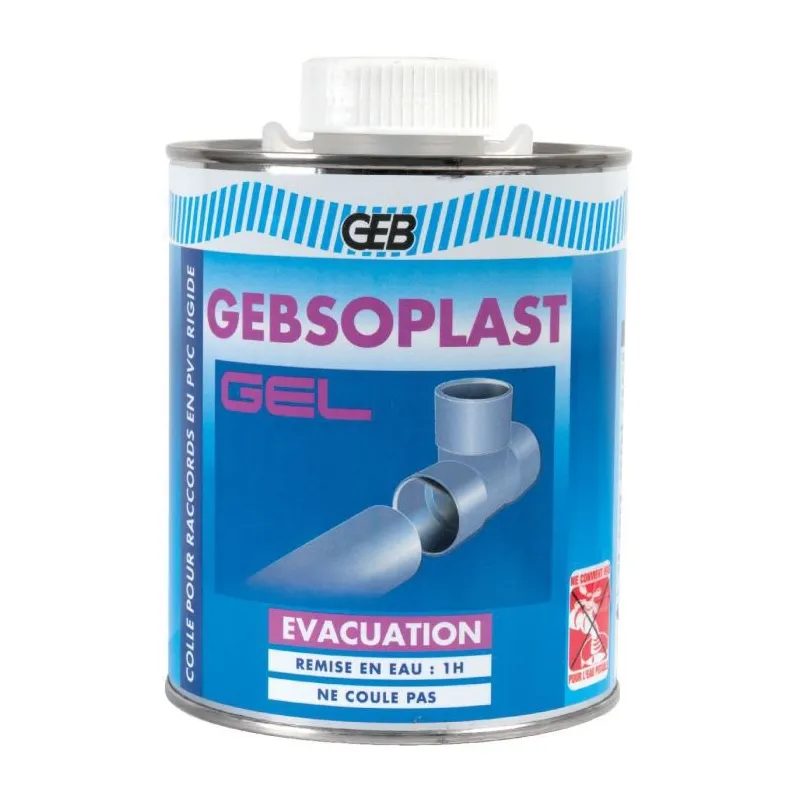 Colle PVC spéciale évacuation GEBSOPLAST GEL boite 1 litre