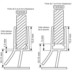 Joint double lèvre bas de porte de douche translucide GEB