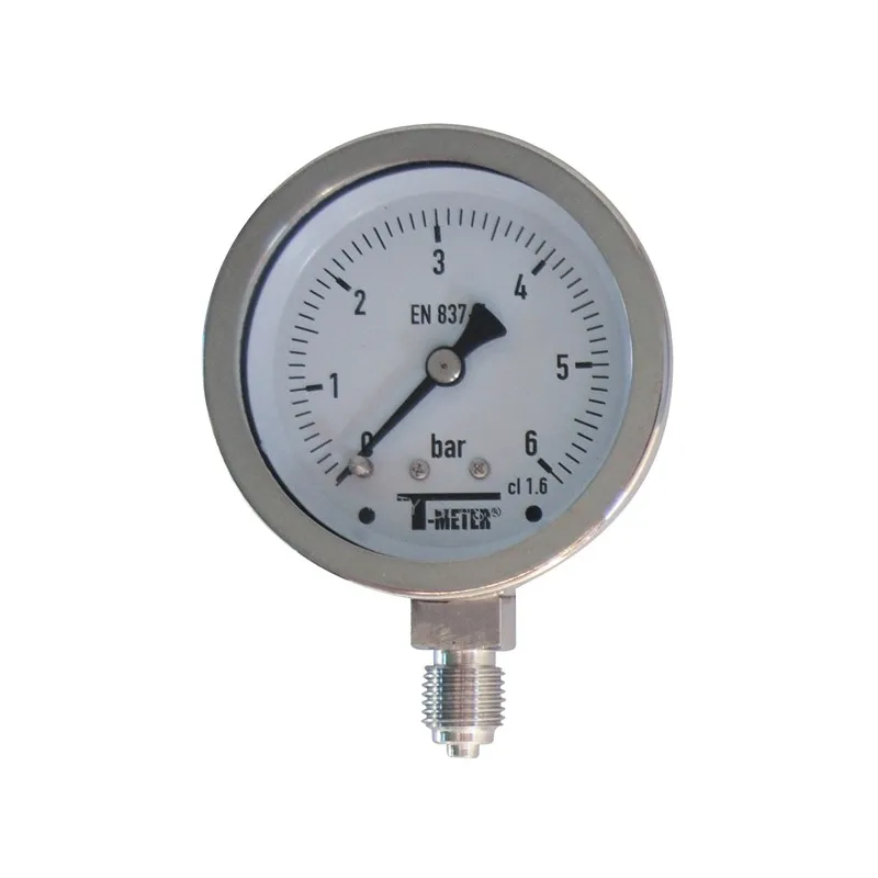 Manomètre radial 1/4" tout inox Ø63 classe 1,6% verre sécurit