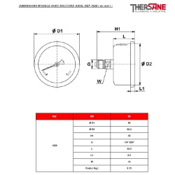 DIMENSIONS MODELE AVEC RACCORD AXIAL REF.1626 ( en mm )