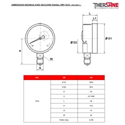 DIMENSIONS MODELE AVEC RACCORD RADIAL REF.1618 ( en mm )