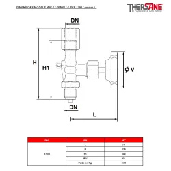 DIMENSIONS MODELE MALE - FEMELLE REF.1390 ( en mm )