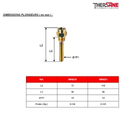 DIMENSIONS PLONGEURS ( en mm ) 1670-1678