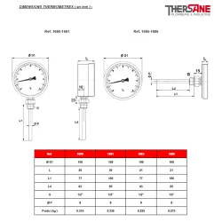DIMENSIONS THERMOMETRES ( en mm ) 1680-1686