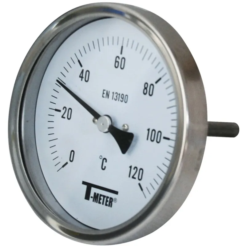 Thermomètre inox bimétallique à cadran avec raccord axial