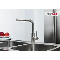 Mitigeur chromé cuisine THEWA VAN11 équerre inox massif