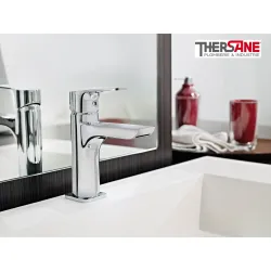 Mitigeur chromé lavabo bec cascade THEWA JAL17 ambiance