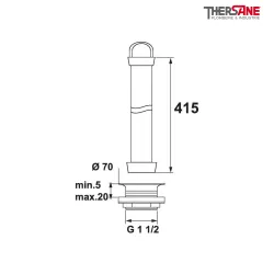 Bonde surverse laiton chromé Lg400mm 1"1/2