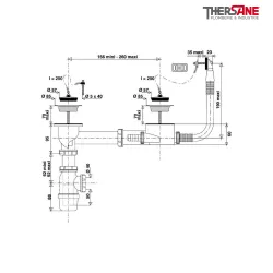 DImensions Ensemble évacuation avec 2 bondes bouchon