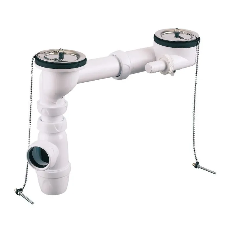 Ensemble évacuation pour éviers grès hauteur siphon réglable